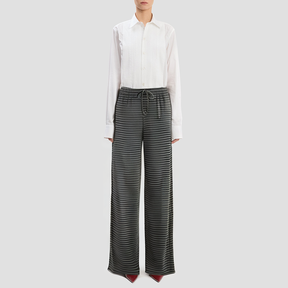 Drawstring knitted casual trousers