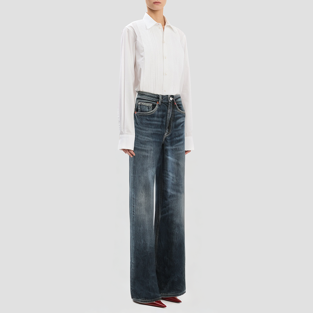 High-waisted solid-colored elegant flared trousers