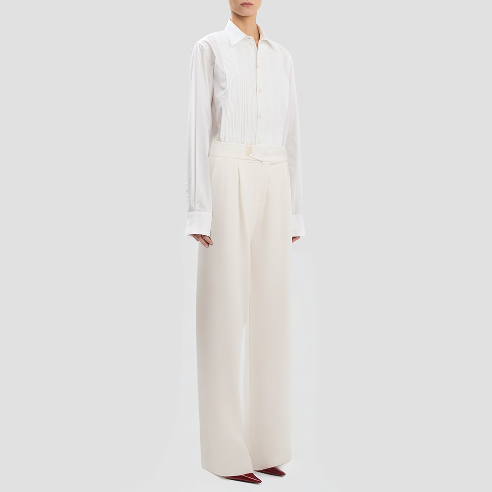High-waisted straight-leg office dress pants