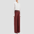 High-waisted wide-leg denim casual pants