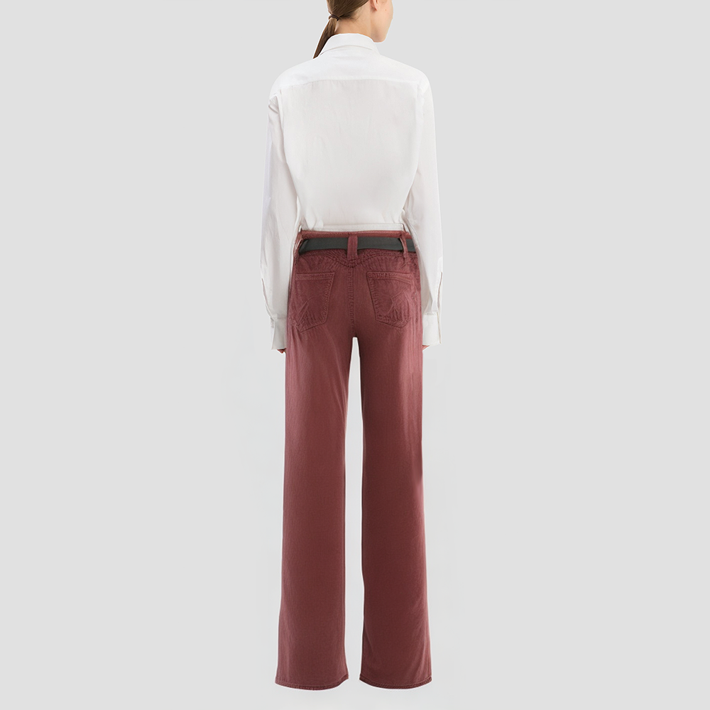 High-waisted wide-leg denim casual pants
