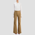Beige wide-leg trousers with a zipper