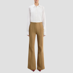 Beige wide-leg trousers with a zipper