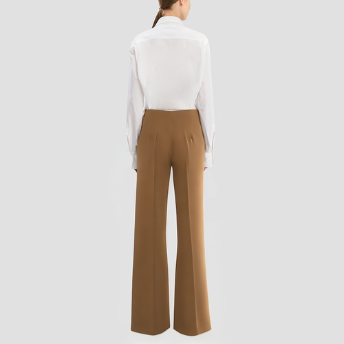 Beige wide-leg trousers with a zipper