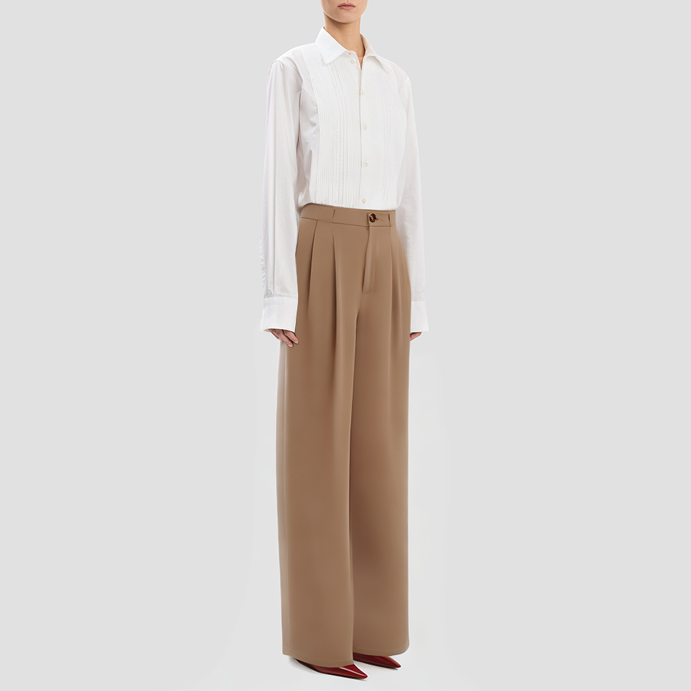 Printed drawstring straight-leg trousers