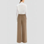 Printed drawstring straight-leg trousers
