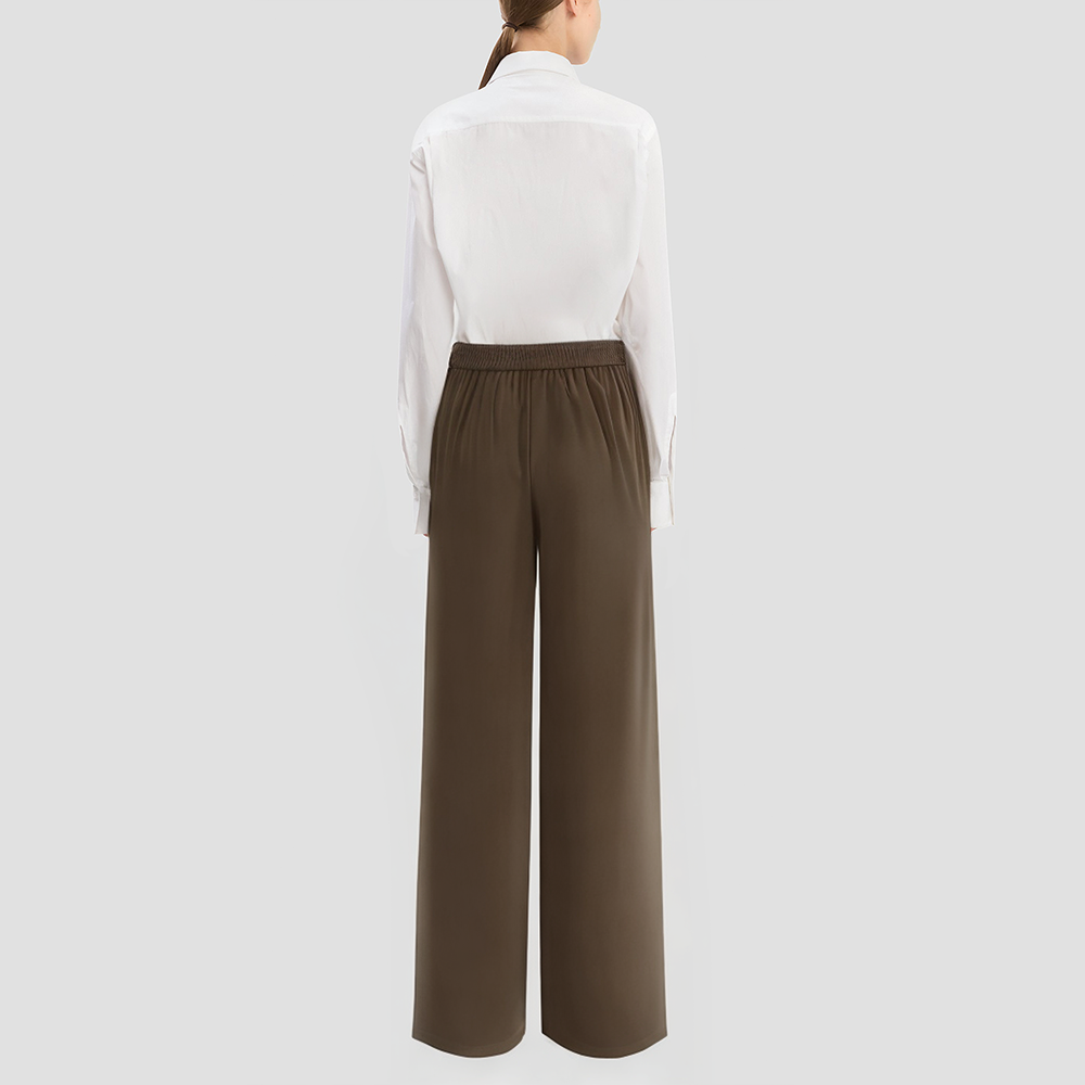 Pure cotton drawstring waist flared trousers