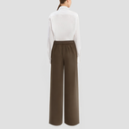 Pure cotton drawstring waist flared trousers