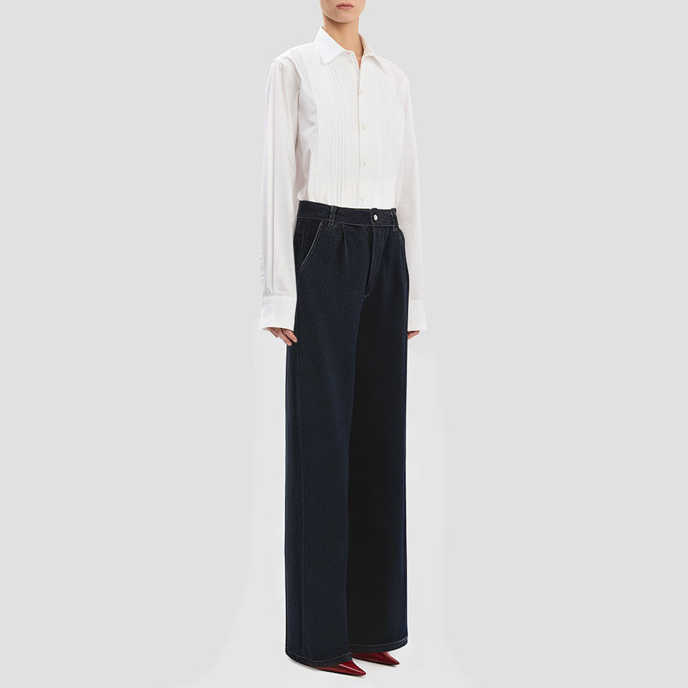 Retro pleated wide-leg casual pants
