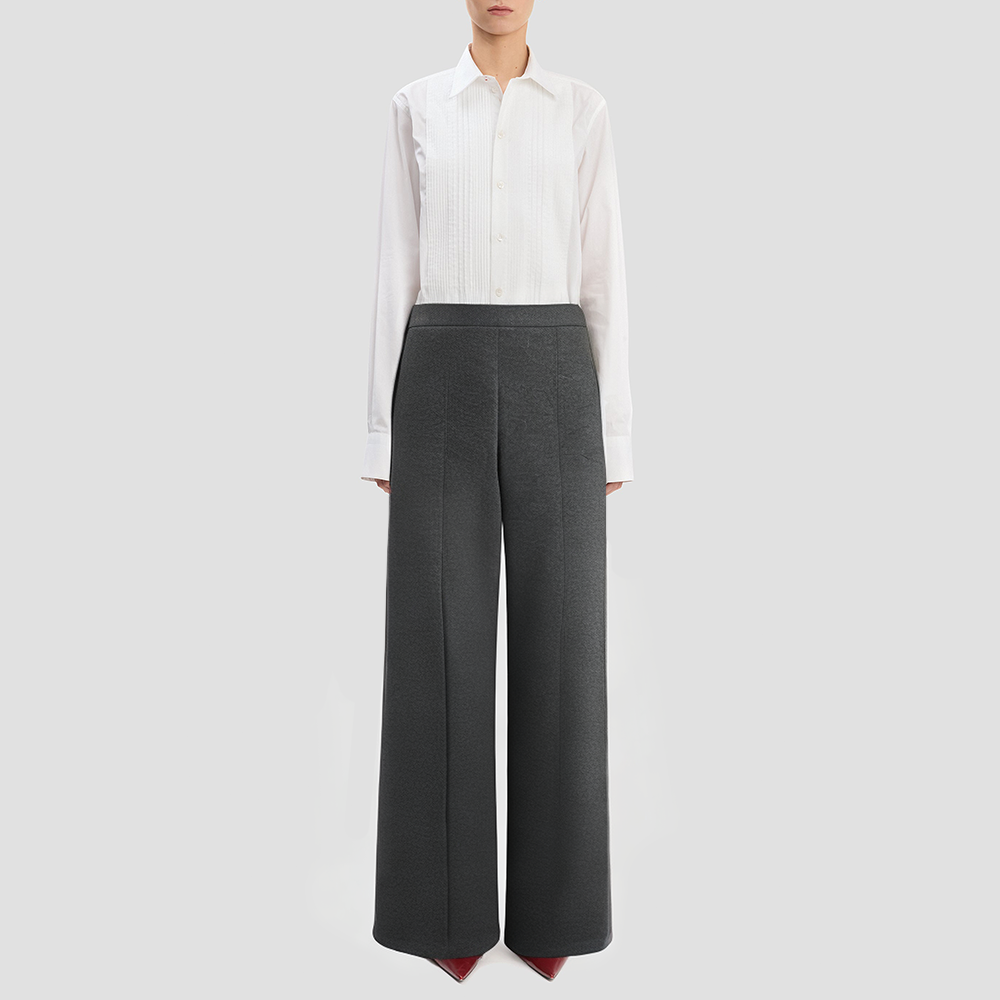 Solid color casual trousers with zippered slits