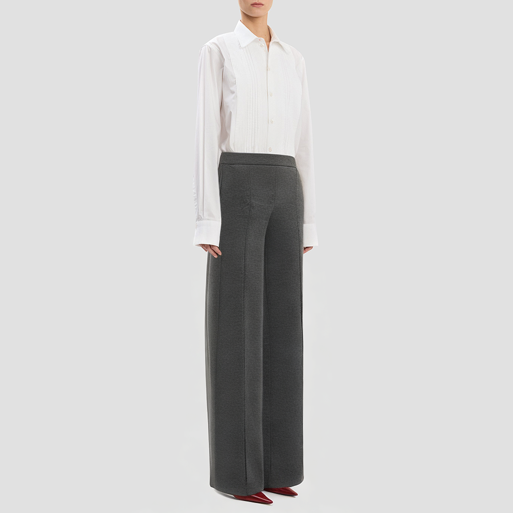 Solid color casual trousers with zippered slits