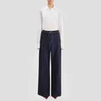 Vintage-style straight-leg jeans with a belt
