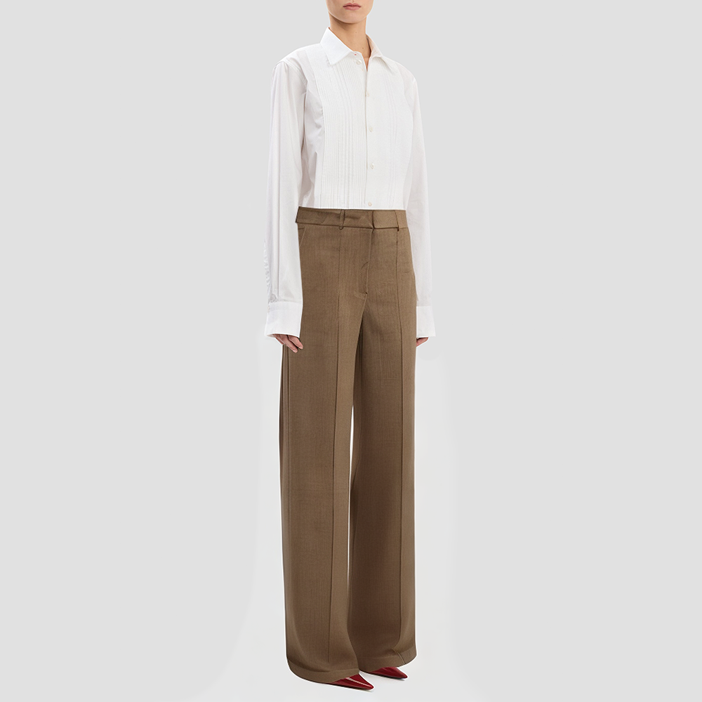 Blue straight-leg jeans with zipper closure