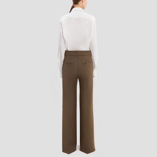 Blue straight-leg jeans with zipper closure