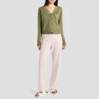 Eco-friendly linen V-neck knitted cardigan