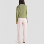Eco-friendly linen V-neck knitted cardigan