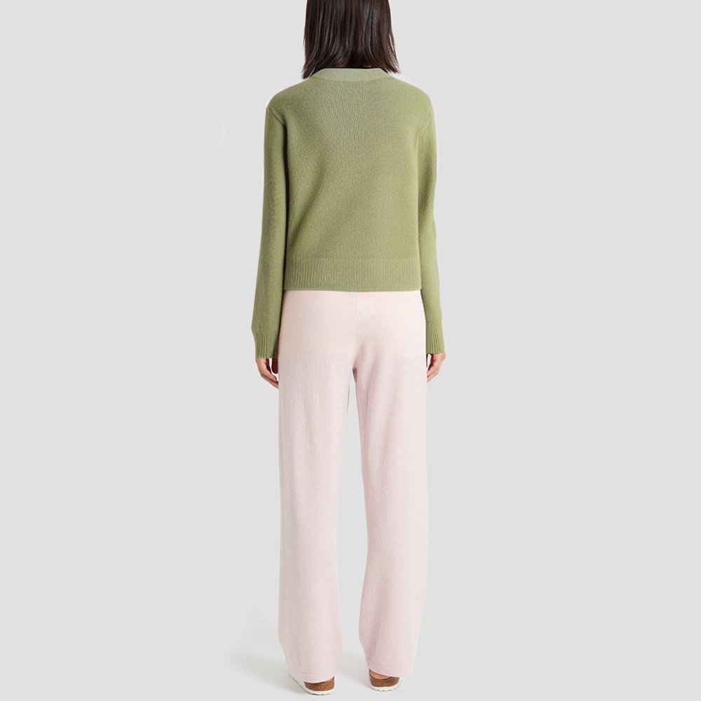 Eco-friendly linen V-neck knitted cardigan