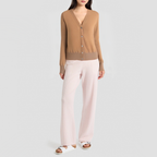 Cashmere sailor-style round-neck knitted cardigan