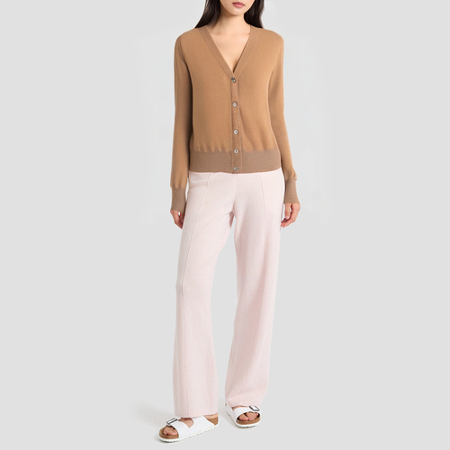 Cashmere sailor-style round-neck knitted cardigan