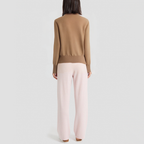 Cashmere sailor-style round-neck knitted cardigan