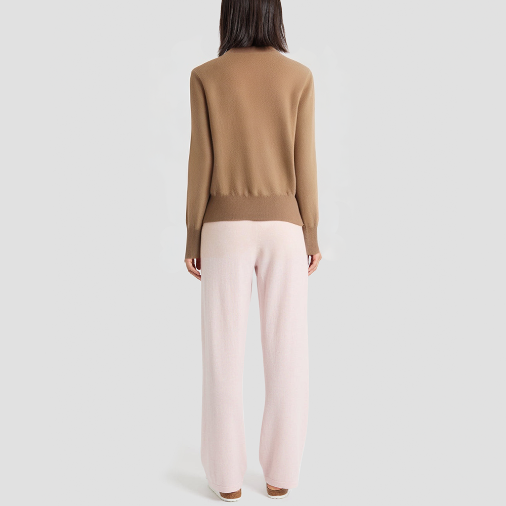 Cashmere sailor-style round-neck knitted cardigan