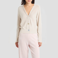 Women's loose-fitting wool V-neck knitted cardigan