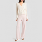 Women's loose-fitting wool V-neck knitted cardigan