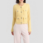 High street sequined single-button wool cardigan