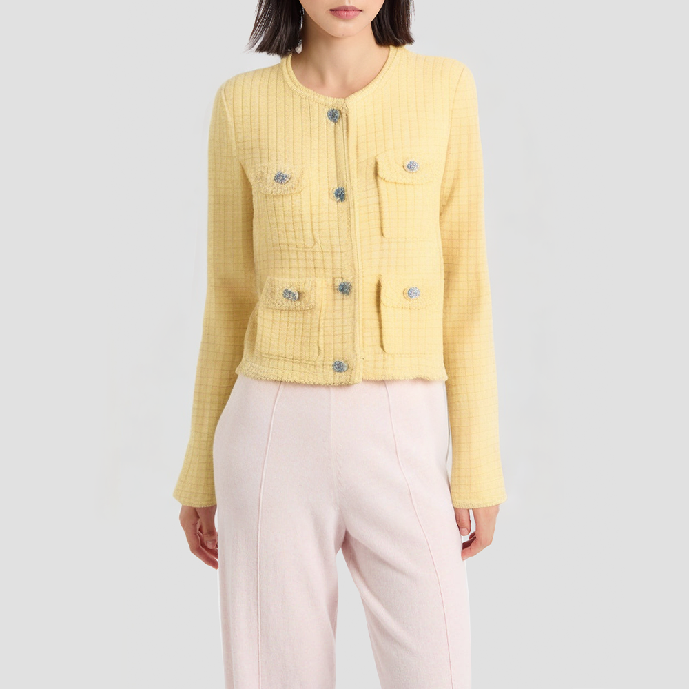 High street sequined single-button wool cardigan