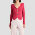 V-neck button-up slim-fit knitted cardigan