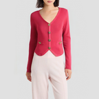 V-neck button-up slim-fit knitted cardigan
