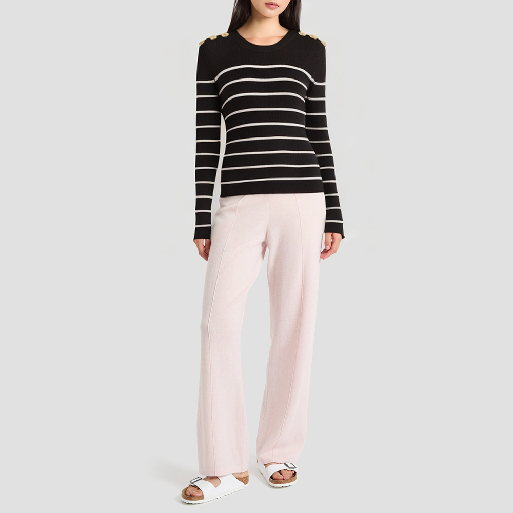 Round-neck button-up slim-fit knitted cardigan