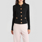 Elegant round-neck knitted cardigan