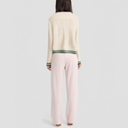 College-style knitted sweater with a lapel collar