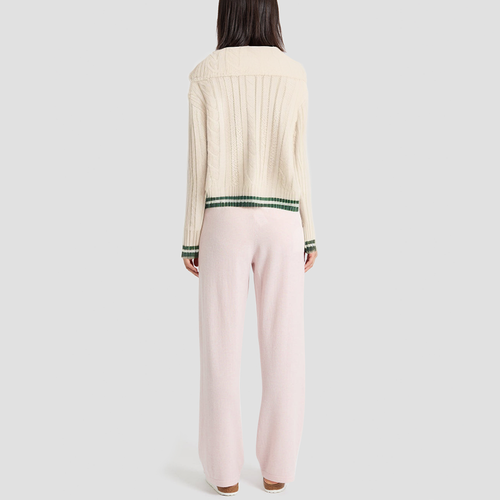 College-style knitted sweater with a lapel collar