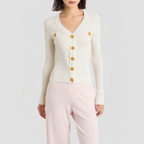 French-style single-breasted knitted cardigan