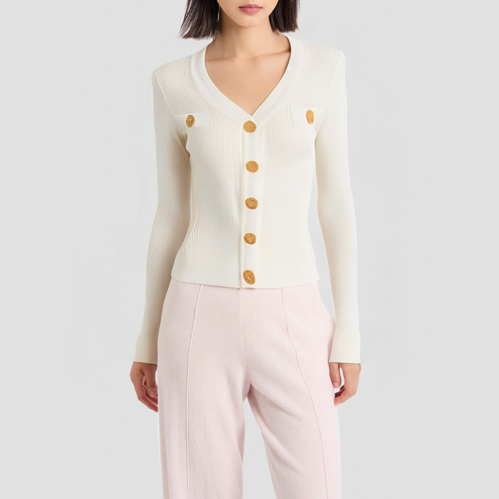 French-style single-breasted knitted cardigan