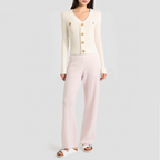 French-style single-breasted knitted cardigan