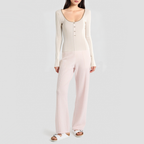 Retro U-neck rhinestone knit sweater