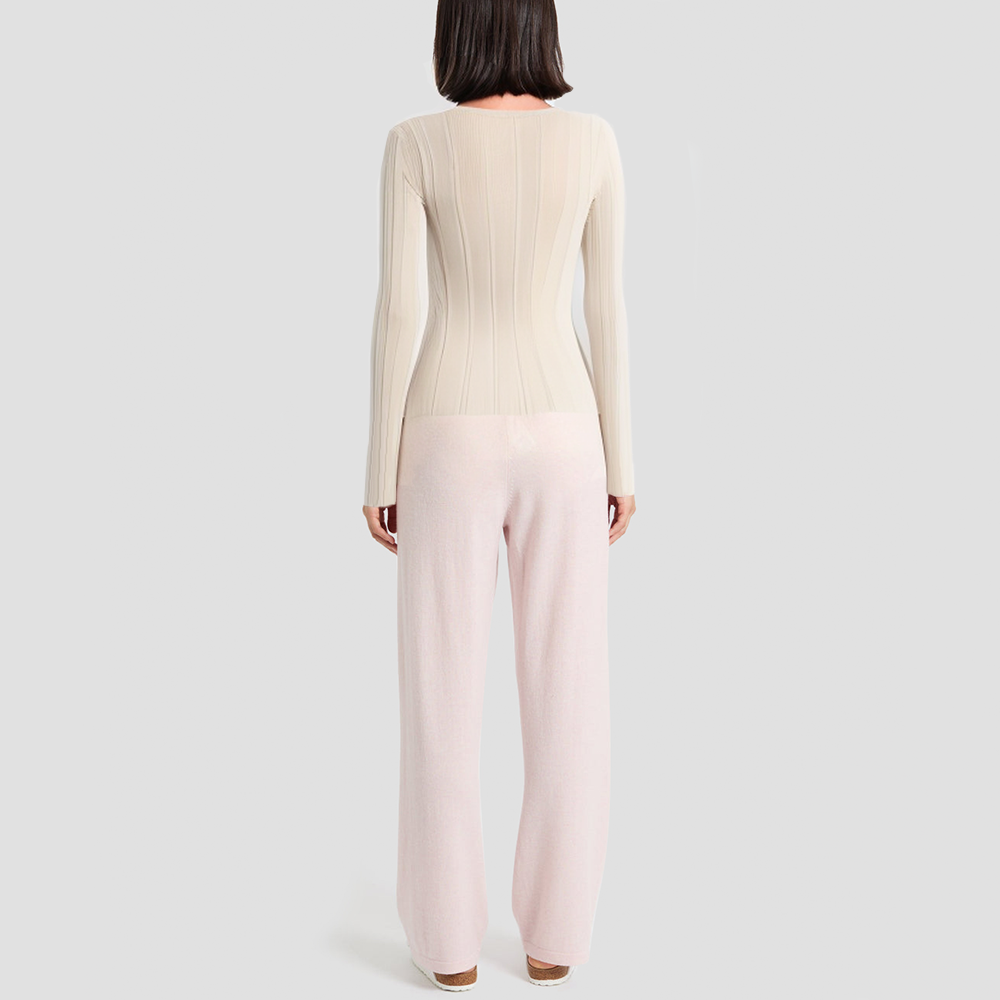 Retro U-neck rhinestone knit sweater