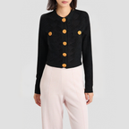 French-style slim-fit single-breasted sweater