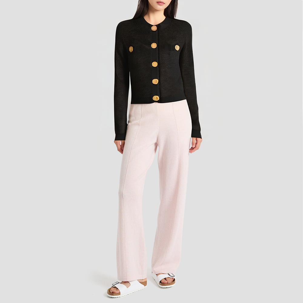 French-style slim-fit single-breasted sweater