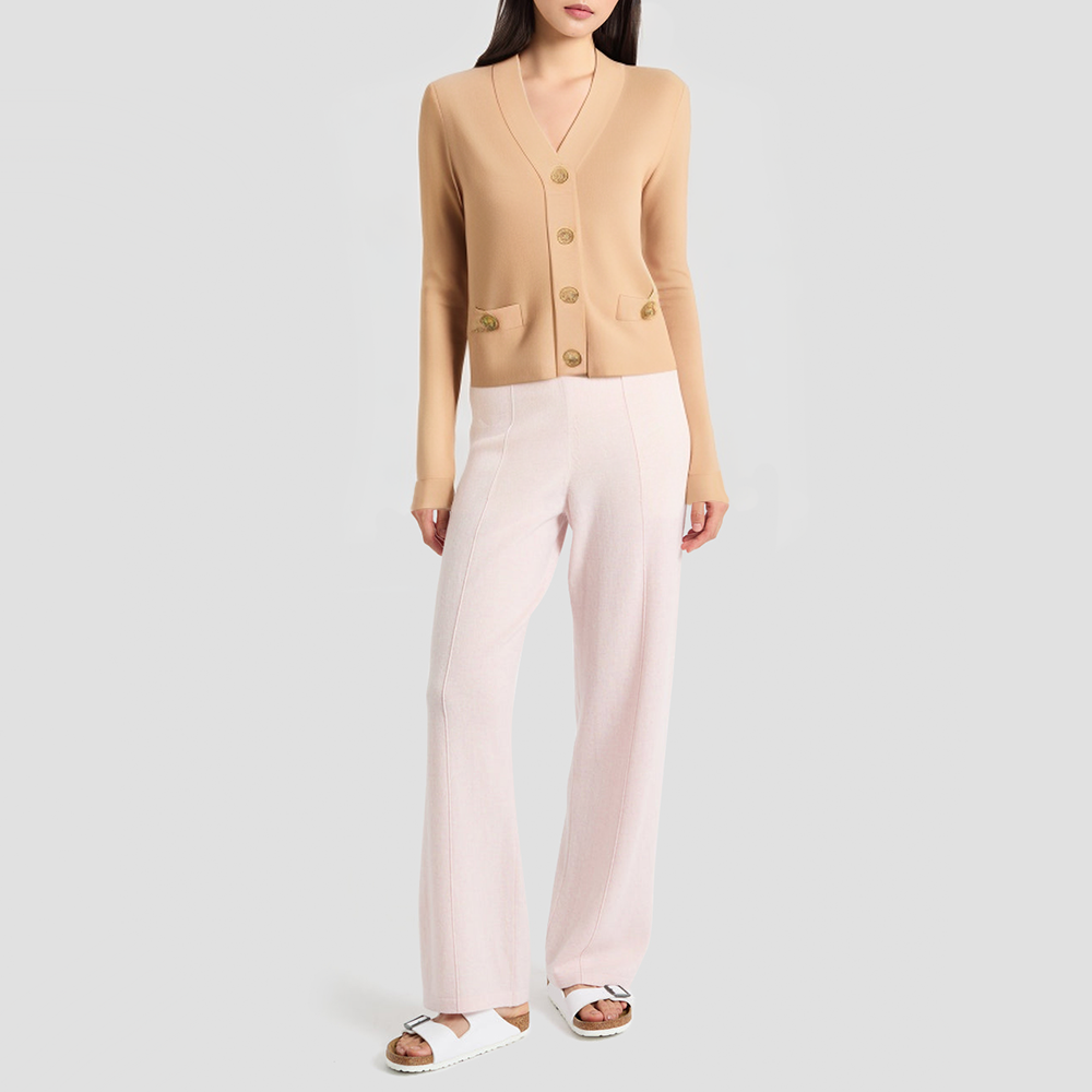 Retro V-neck slim-fit knitted cardigan