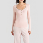 Rhinestone-embellished U-neck slim-fit knitted pullover
