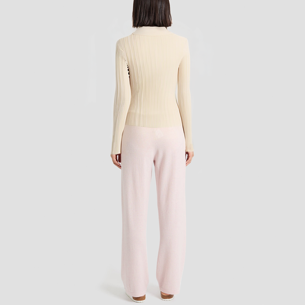 Lapel V-neck slim-fit knitted cardigan