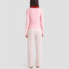 Color-blocked lapel slim-fit knitted cardigan