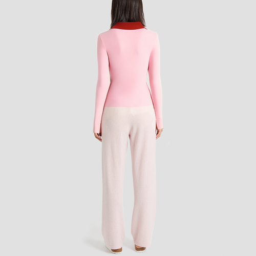 Color-blocked lapel slim-fit knitted cardigan
