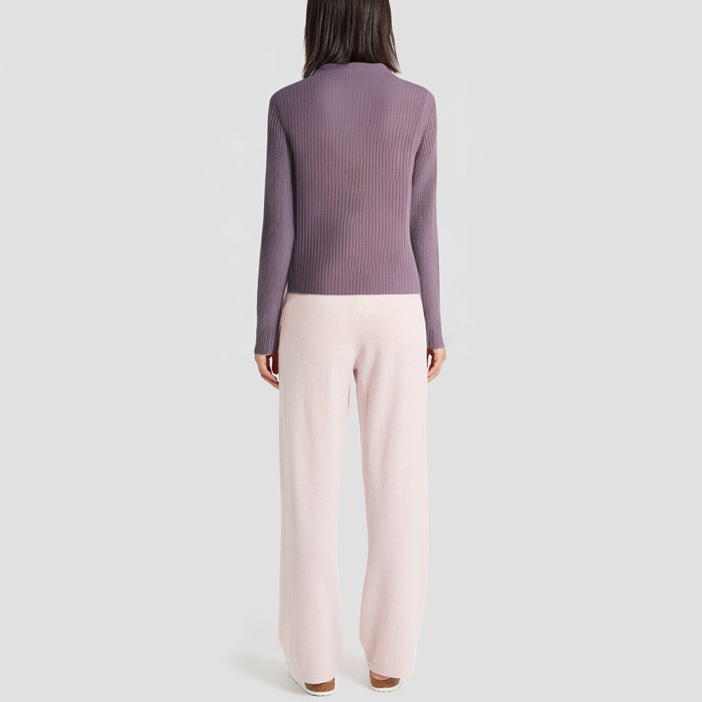 Plush high-neck short knitted cardigan