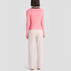 Color-blocked V-neck slim-fit knitted cardigan
