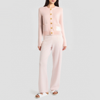 Color-block crew neck elegant knitted cardigan